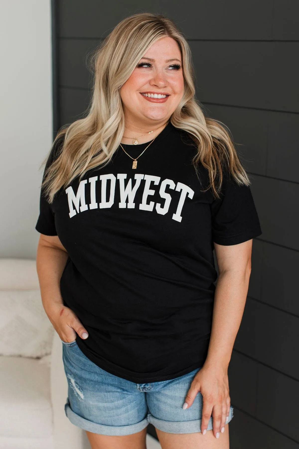 "Midwest" Puff Graphic Tee- Black