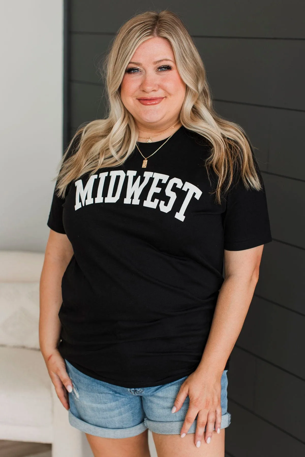 "Midwest" Puff Graphic Tee- Black