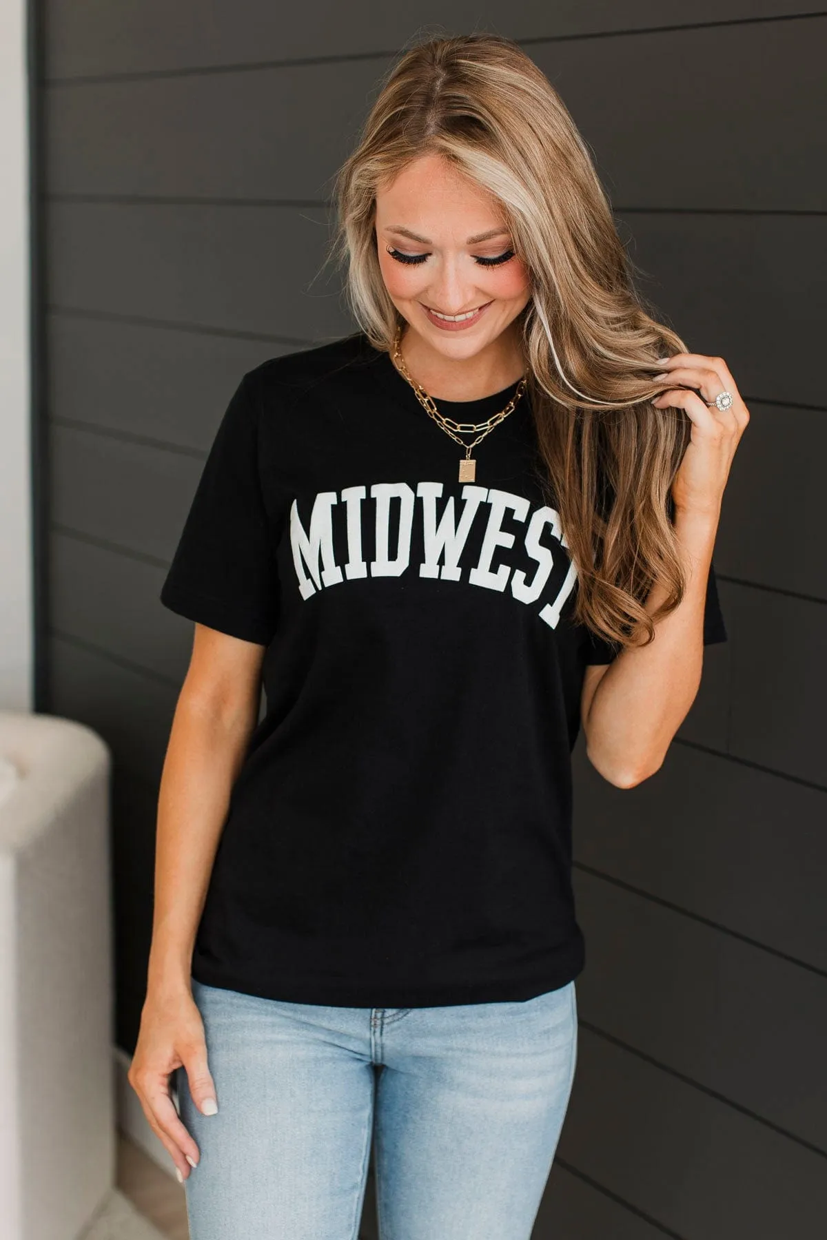 "Midwest" Puff Graphic Tee- Black