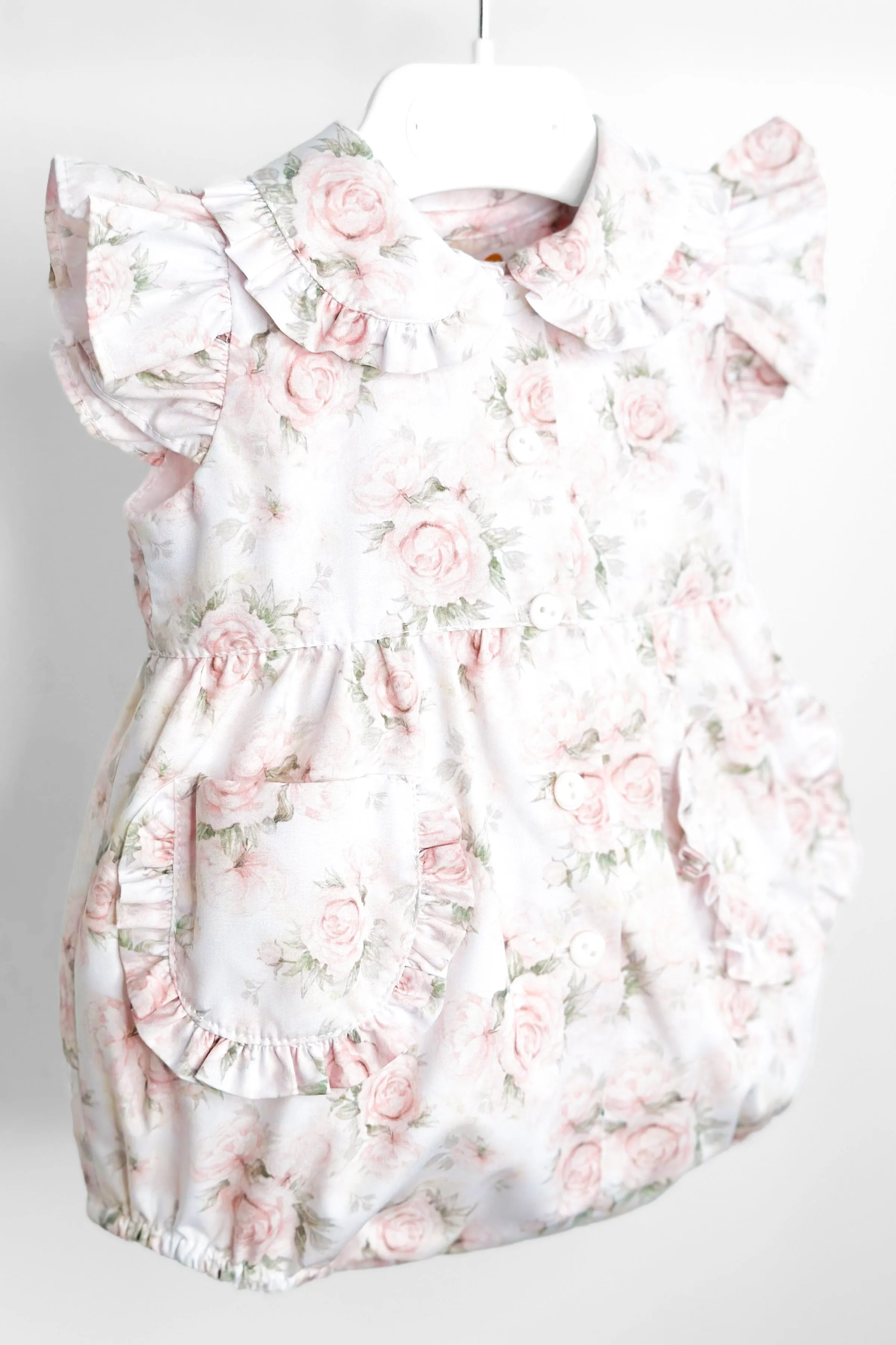 "Wendy" Pale Pink Vintage Floral Romper