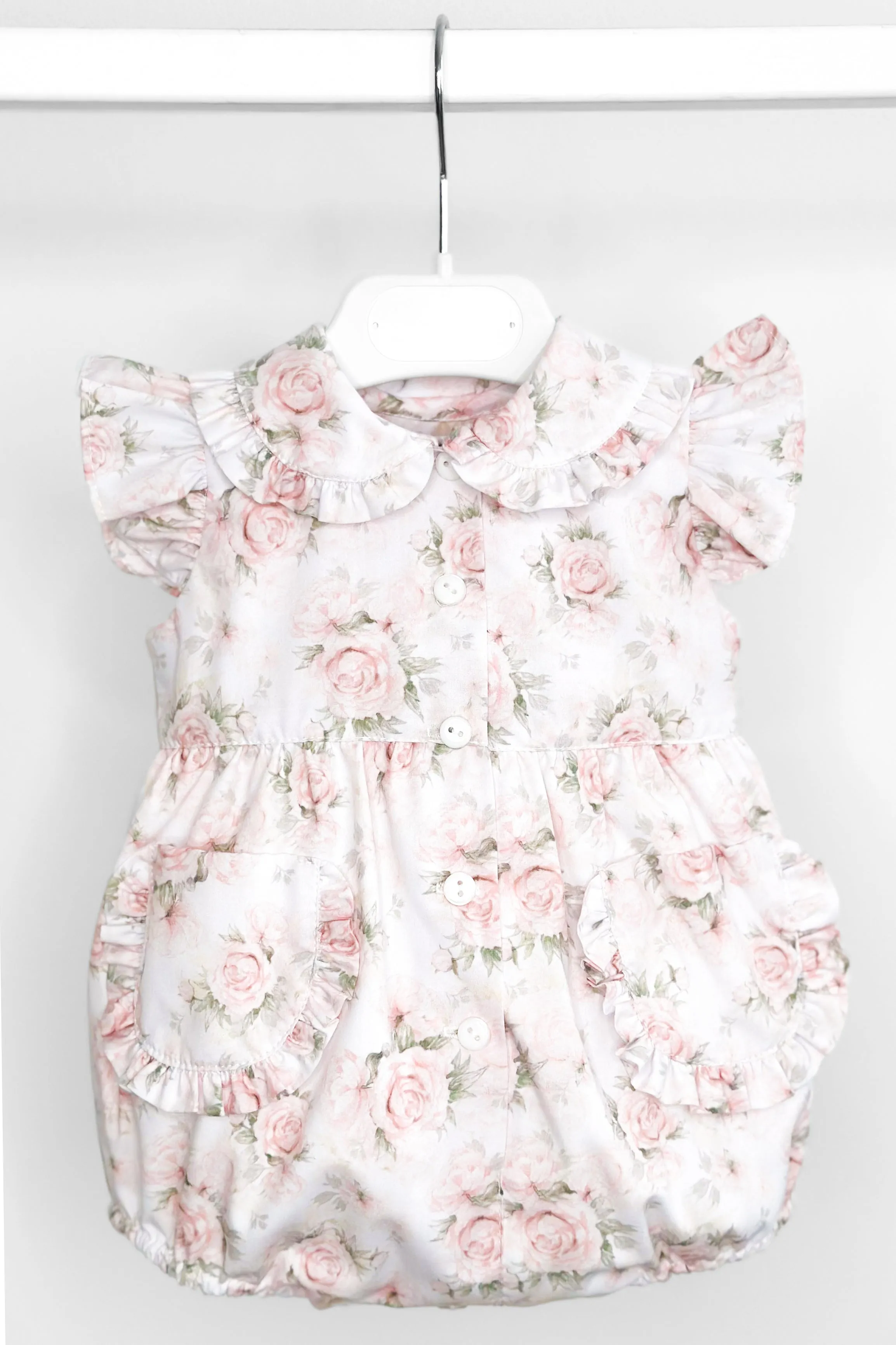 "Wendy" Pale Pink Vintage Floral Romper
