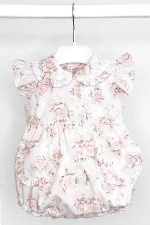 "Wendy" Pale Pink Vintage Floral Romper