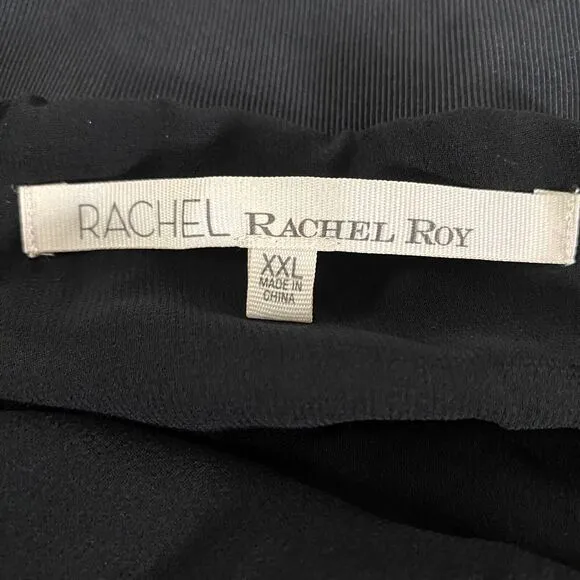 Rachel Roy Pleated Fishnet Hem Maxi Skirt Womens Size XXL Black Lined Side Zip
