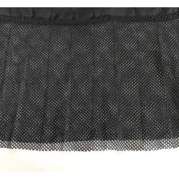 Rachel Roy Pleated Fishnet Hem Maxi Skirt Womens Size XXL Black Lined Side Zip