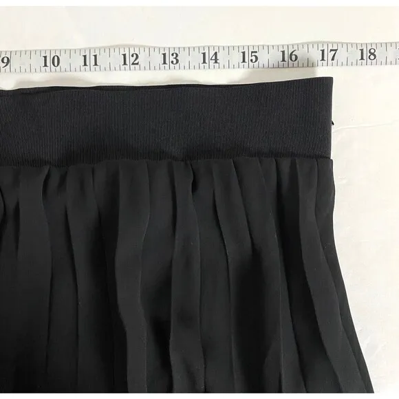 Rachel Roy Pleated Fishnet Hem Maxi Skirt Womens Size XXL Black Lined Side Zip