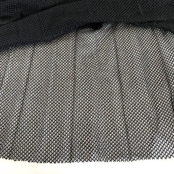 Rachel Roy Pleated Fishnet Hem Maxi Skirt Womens Size XXL Black Lined Side Zip