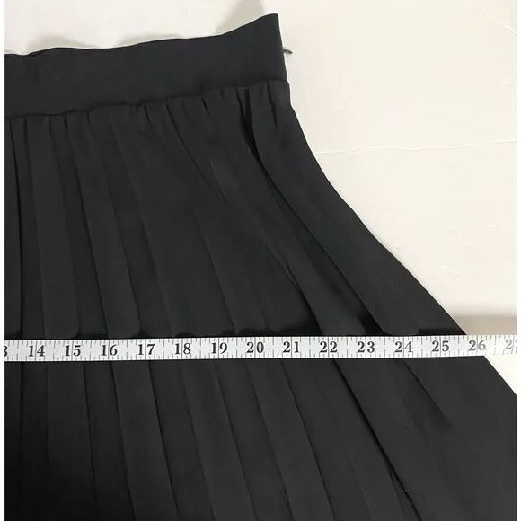 Rachel Roy Pleated Fishnet Hem Maxi Skirt Womens Size XXL Black Lined Side Zip