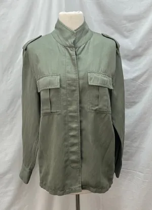 RAILS green Tencel Linen Aztec Embroidered Military Jacket -- XS