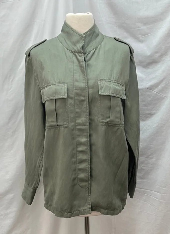 RAILS green Tencel Linen Aztec Embroidered Military Jacket -- XS
