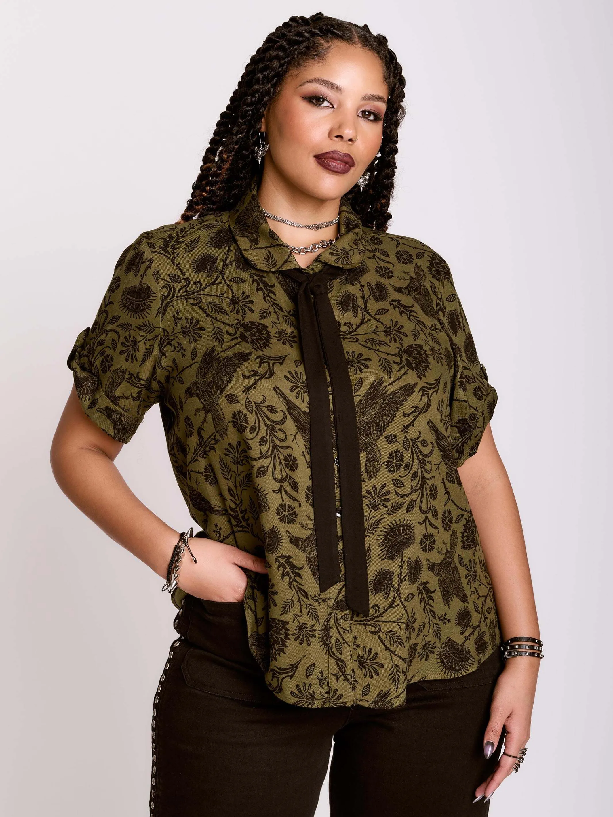 Raven Brocade Academia Shirt