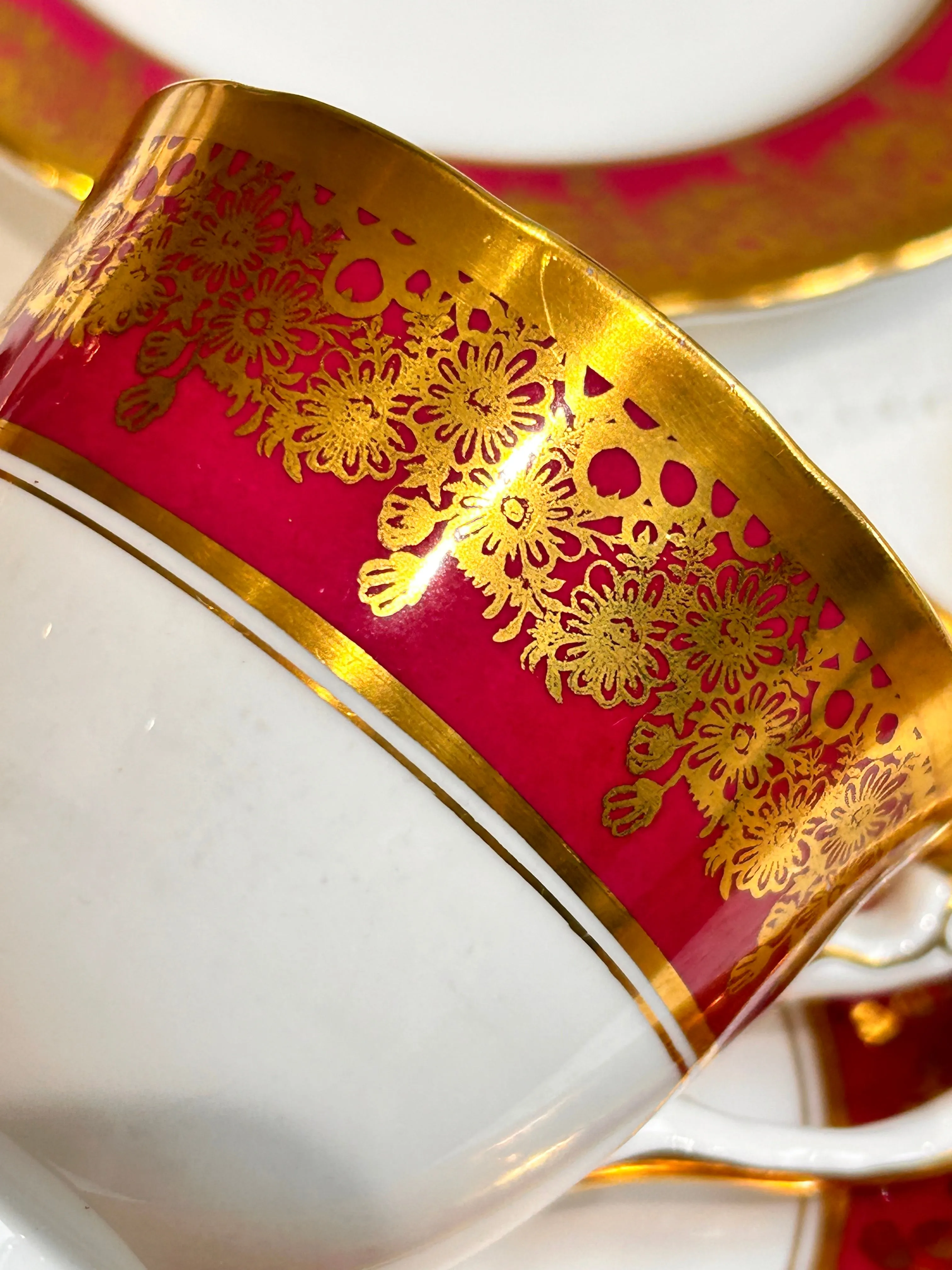 Red & Gold Afternoon Tea Vintage Tea Set