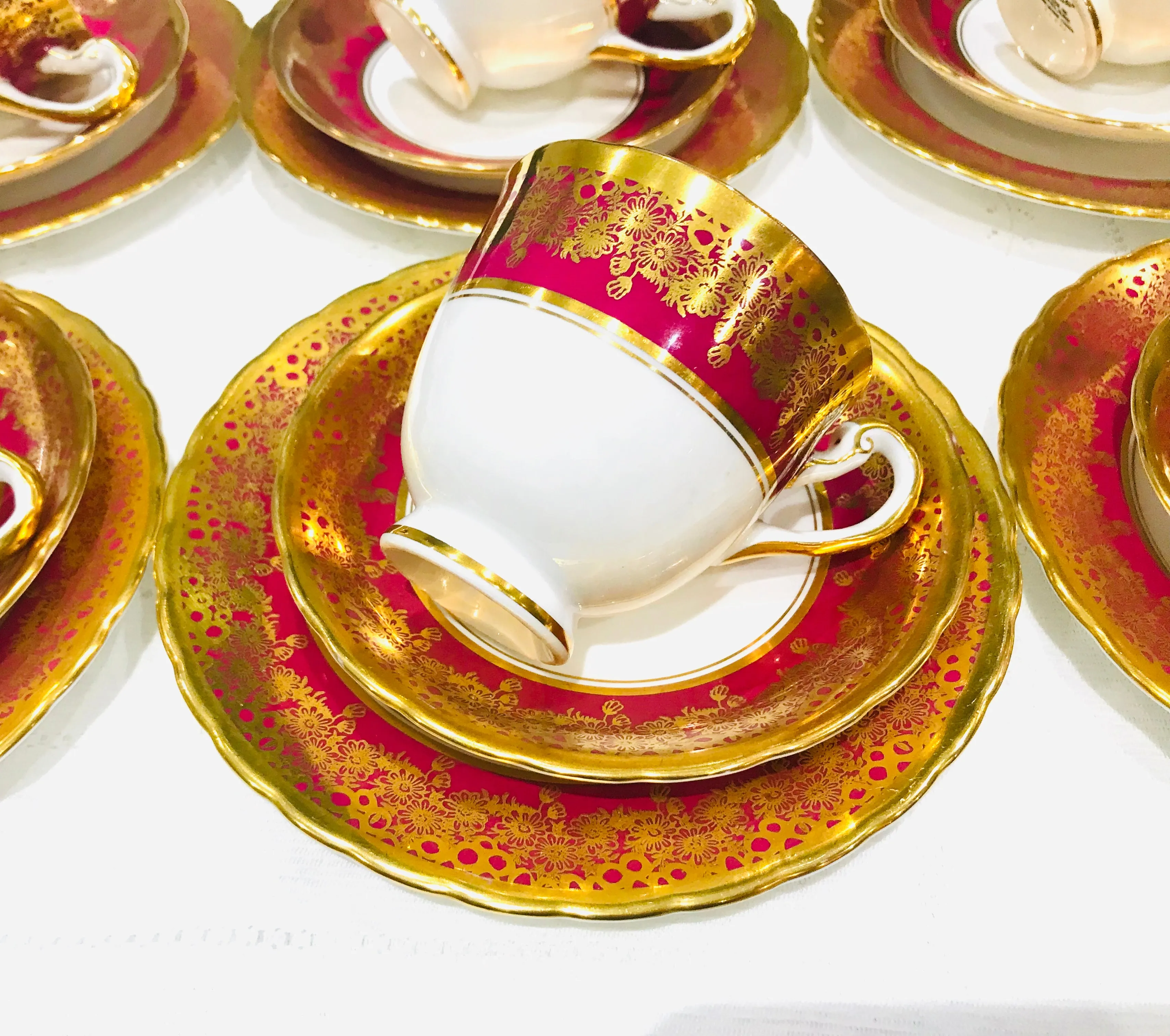 Red & Gold Afternoon Tea Vintage Tea Set
