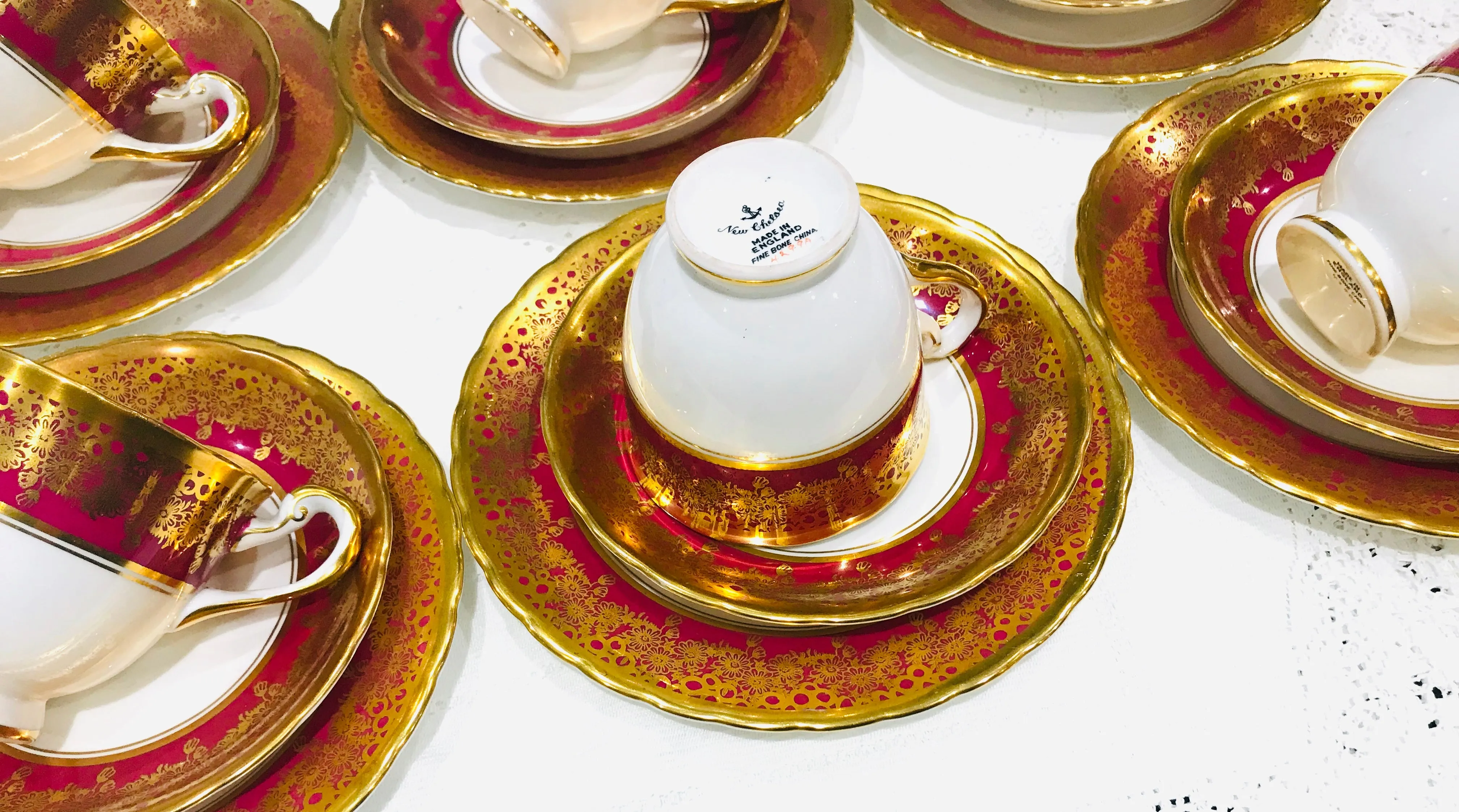 Red & Gold Afternoon Tea Vintage Tea Set