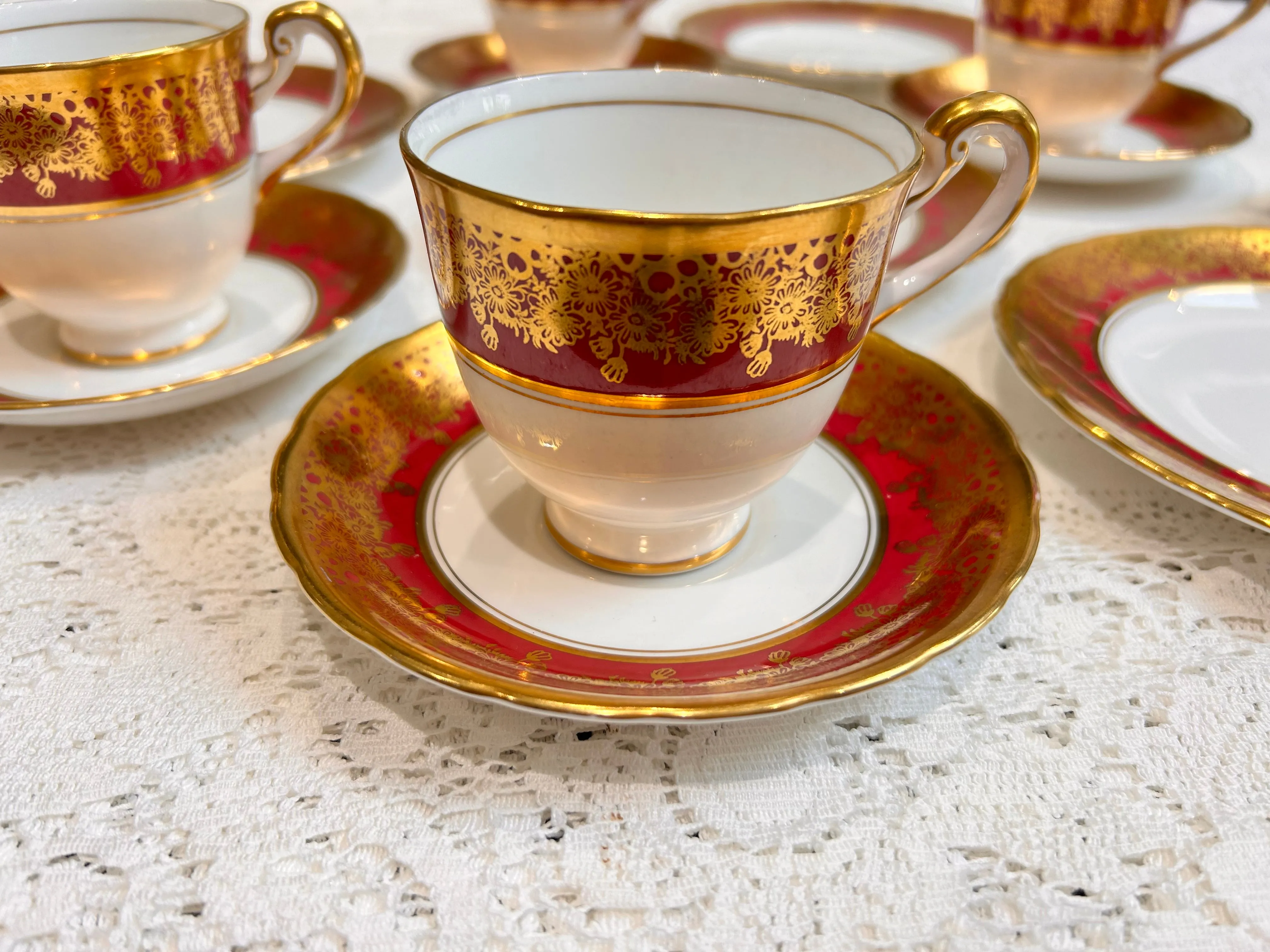 Red & Gold Afternoon Tea Vintage Tea Set