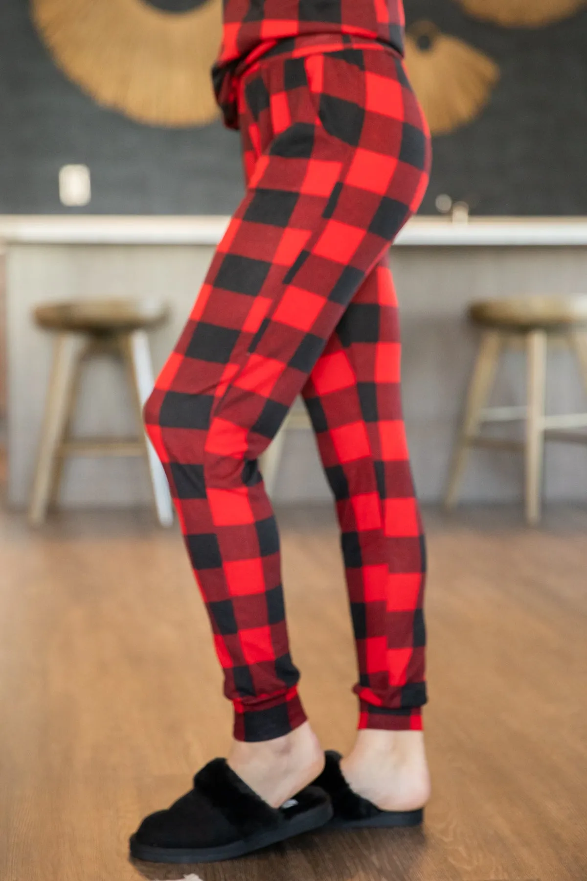 Red and Black Buffalo Plaid Lounge Set