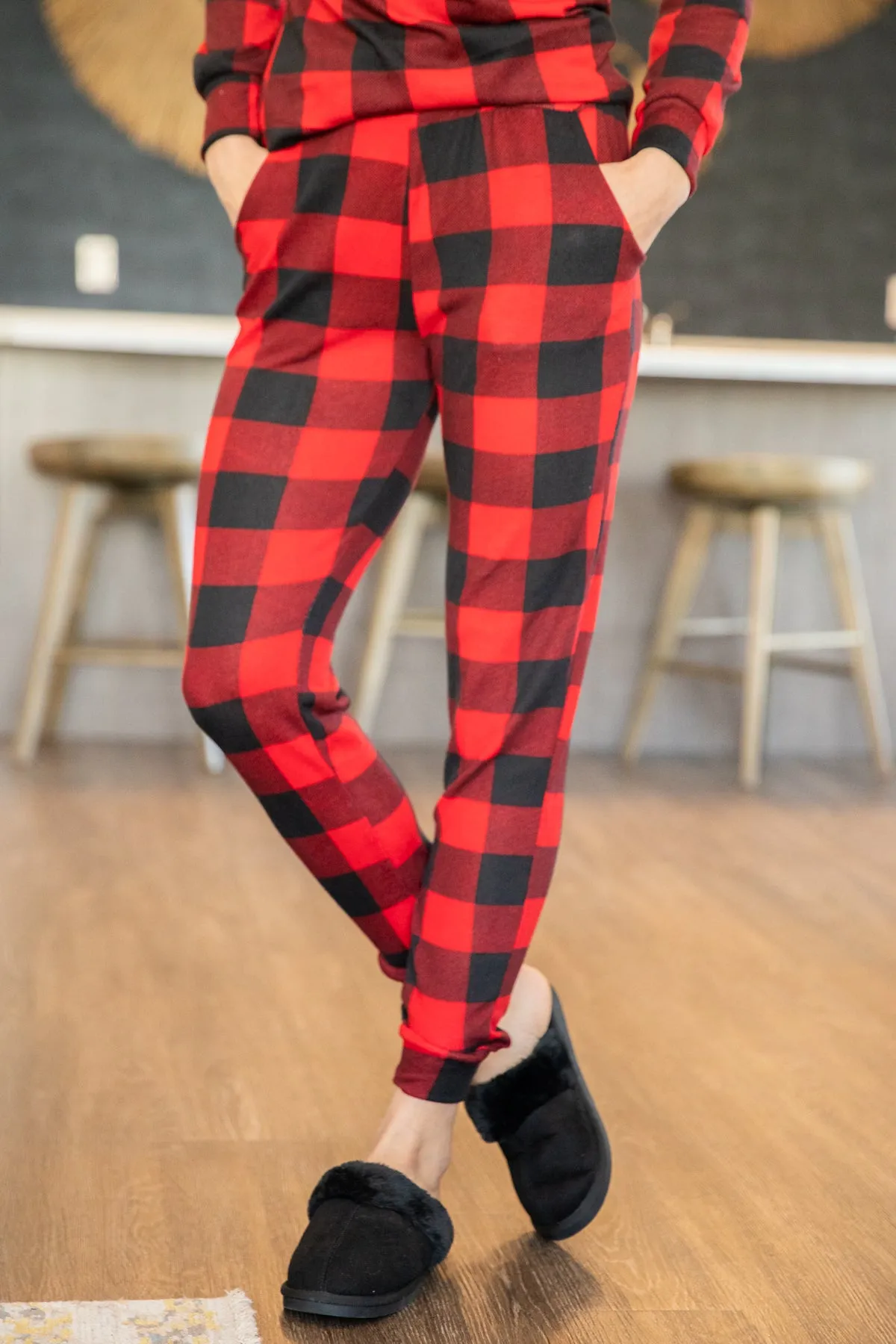 Red and Black Buffalo Plaid Lounge Set