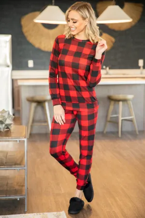 Red and Black Buffalo Plaid Lounge Set