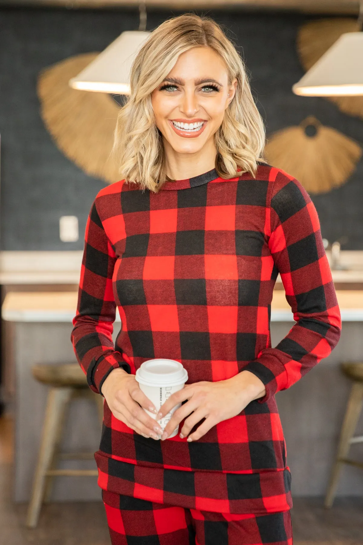 Red and Black Buffalo Plaid Lounge Set