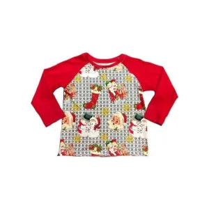 Red sleeve, Santa printed shirt