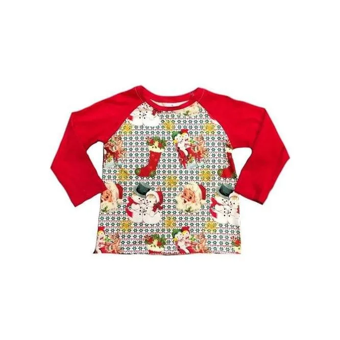 Red sleeve, Santa printed shirt