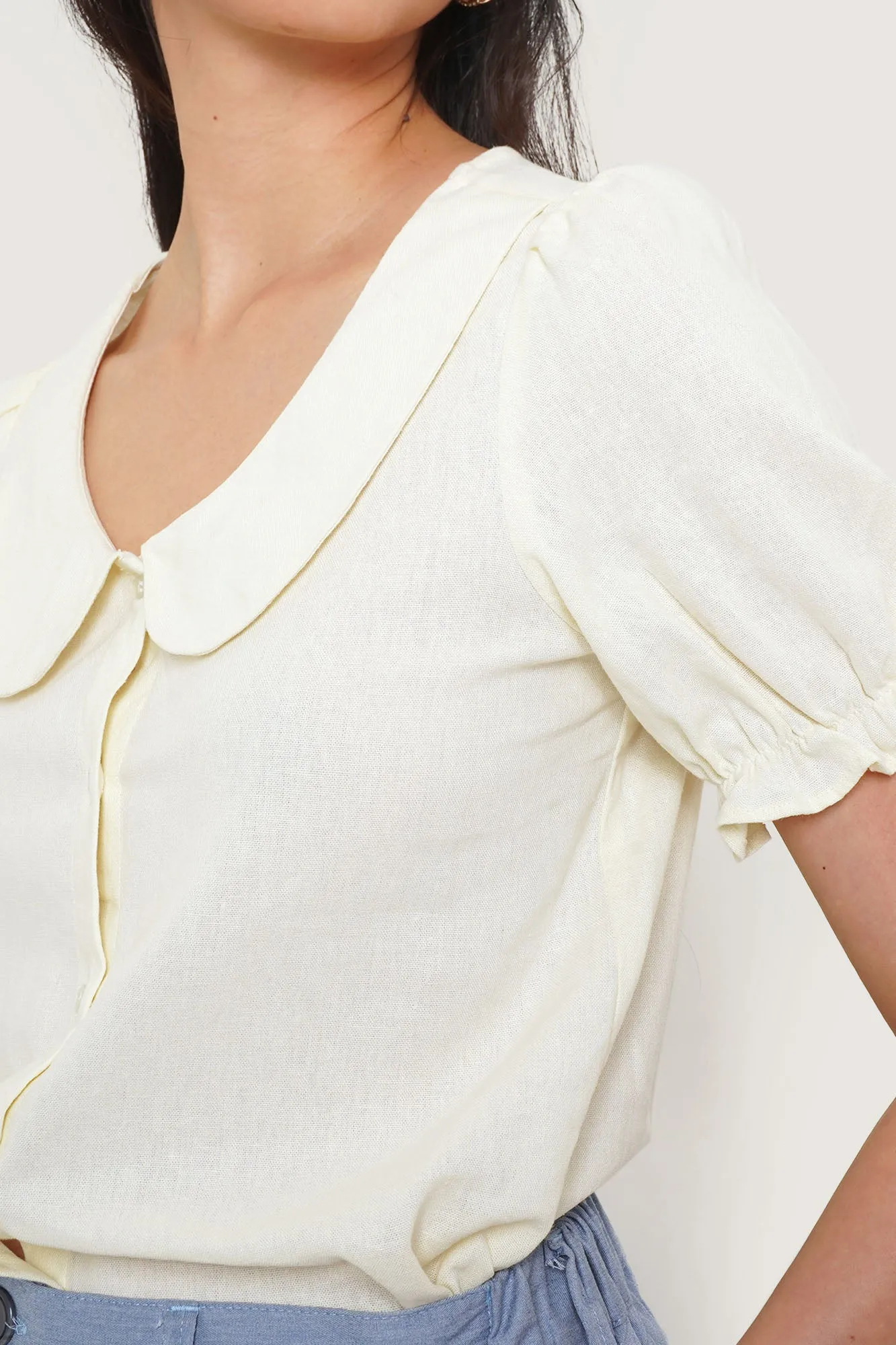 REFORME Linen Peter Pan Collar Top