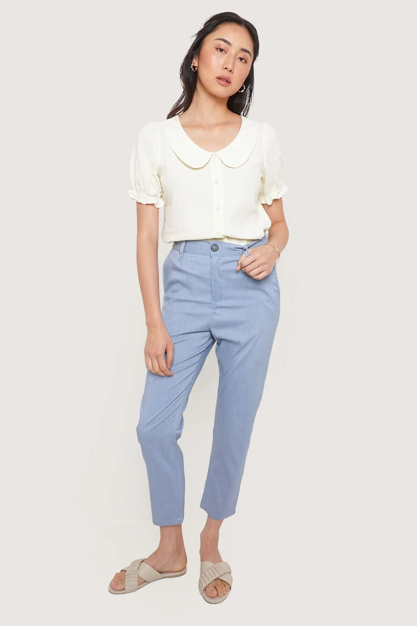 REFORME Linen Peter Pan Collar Top