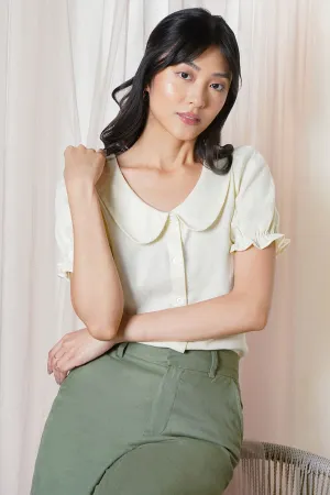 REFORME Linen Peter Pan Collar Top