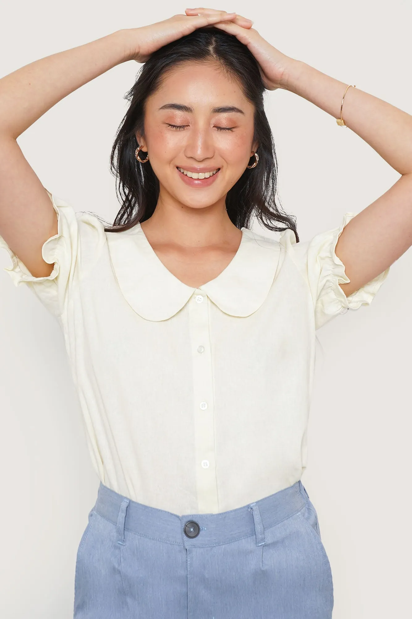 REFORME Linen Peter Pan Collar Top