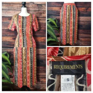Requirements Vintage Small Two Piece Set Skirt Top Ethnic Print Rayon US Made