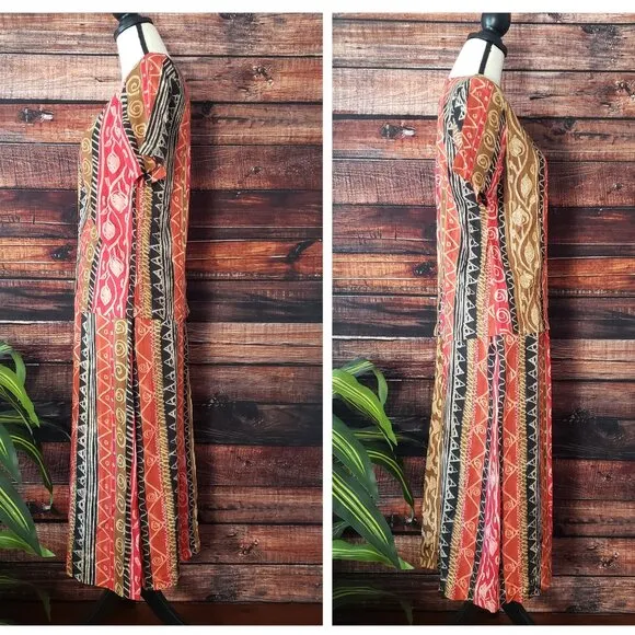 Requirements Vintage Small Two Piece Set Skirt Top Ethnic Print Rayon US Made