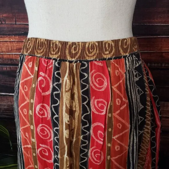 Requirements Vintage Small Two Piece Set Skirt Top Ethnic Print Rayon US Made