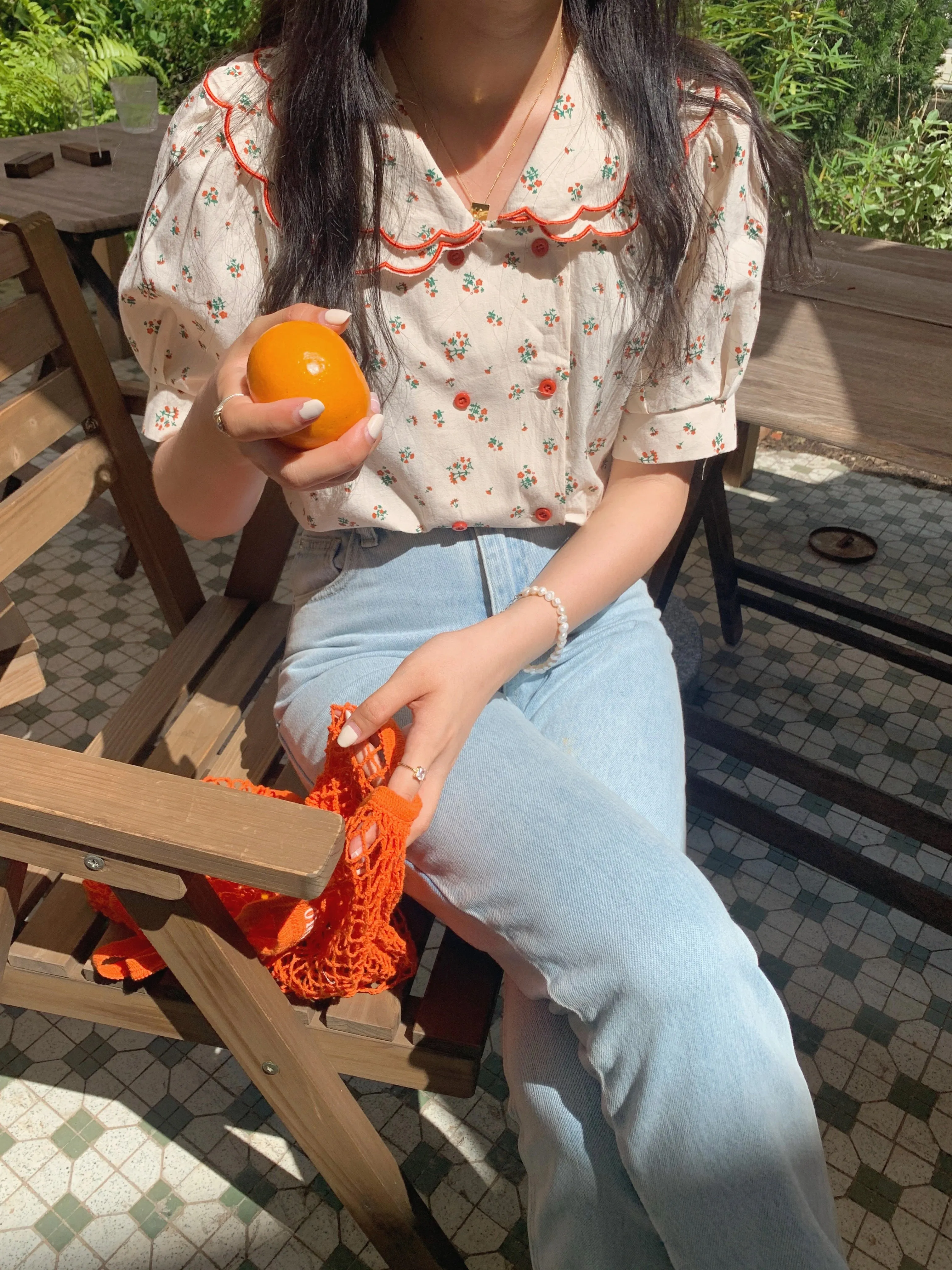 Retro Florals Peter Pan Collar Summer Shirt