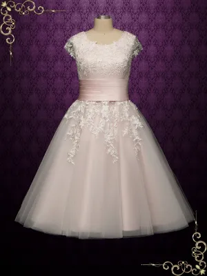 Retro Pink Short Lace Wedding Dress CHINESA