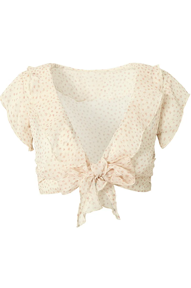 Rosy Tie Sheer Blouse