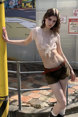 Rosy Tie Sheer Blouse