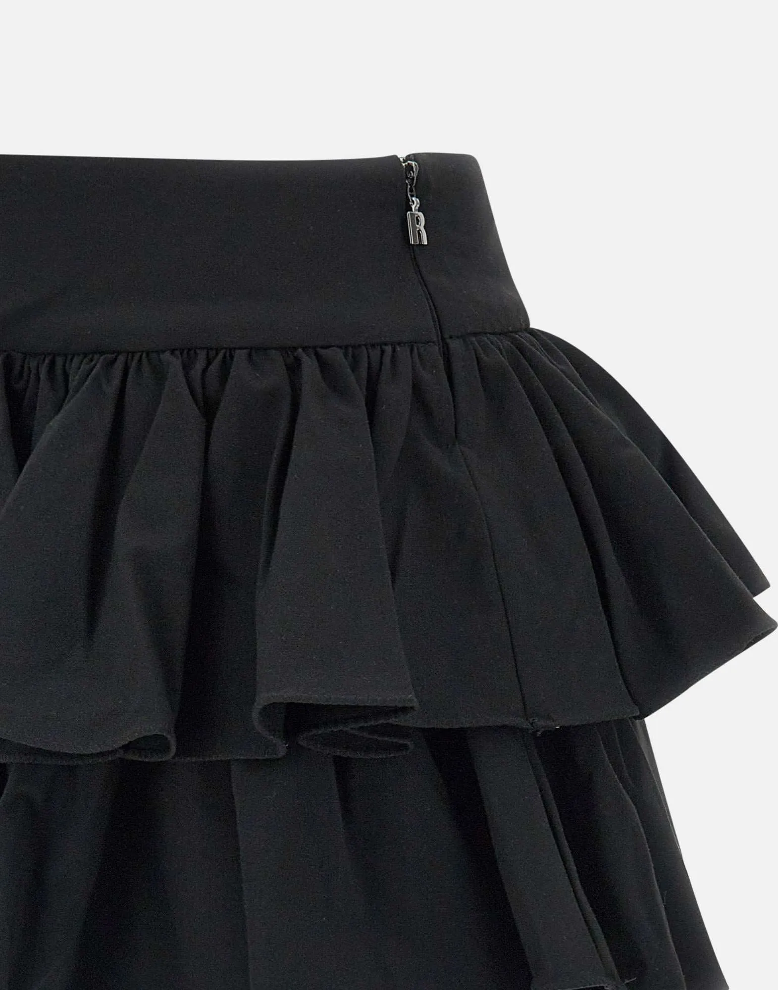 Rotera Birger Christensen bred ruffle minikjol i svart