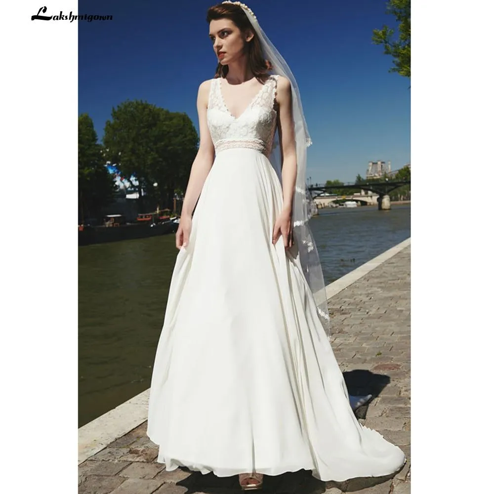 Roycebridal Summer Wedding Dress New Style Backless Sexy Bridal Beach V-neck