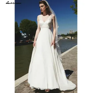 Roycebridal Summer Wedding Dress New Style Backless Sexy Bridal Beach V-neck