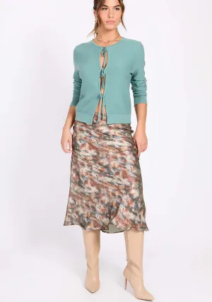 Sage Blur Print Midi Skirt - Multicolour