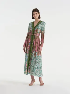 Saloni Lea Shirt Dress In Coral Vine