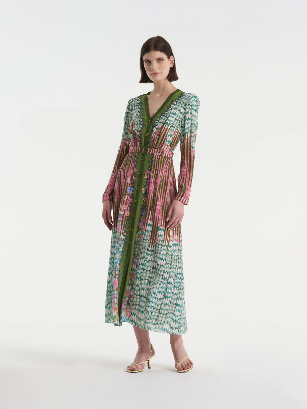 Saloni Lea Shirt Dress In Coral Vine