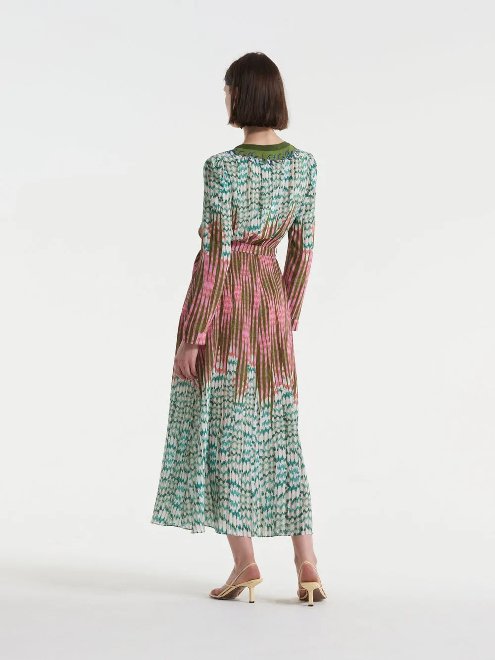 Saloni Lea Shirt Dress In Coral Vine
