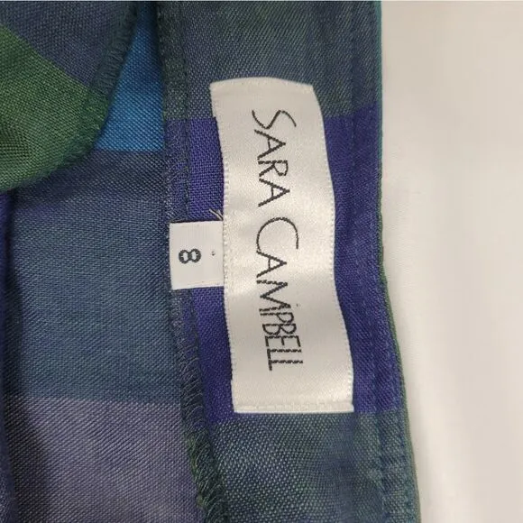 SARA CAMPBELL skirt gingham plaid linen wrap midi 8