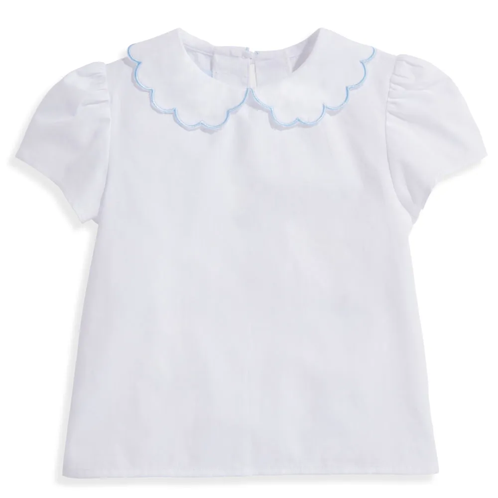 Scallop Collar Peter Pan Blouse -- Blue