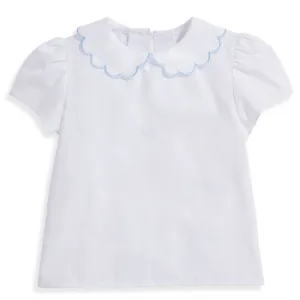 Scallop Collar Peter Pan Blouse -- Blue