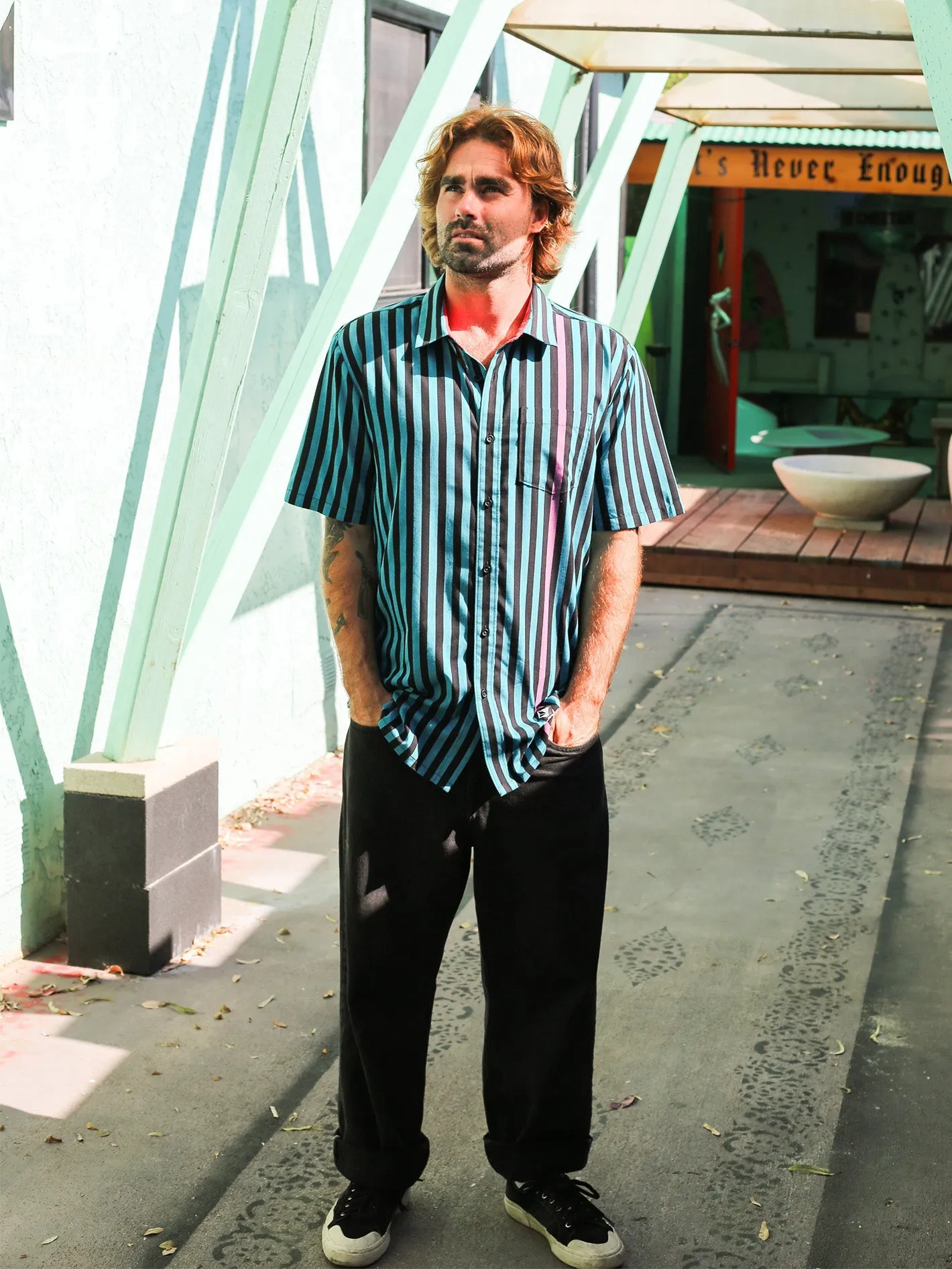 Schroff X Volcom Streifenshirt - Dusty Aqua