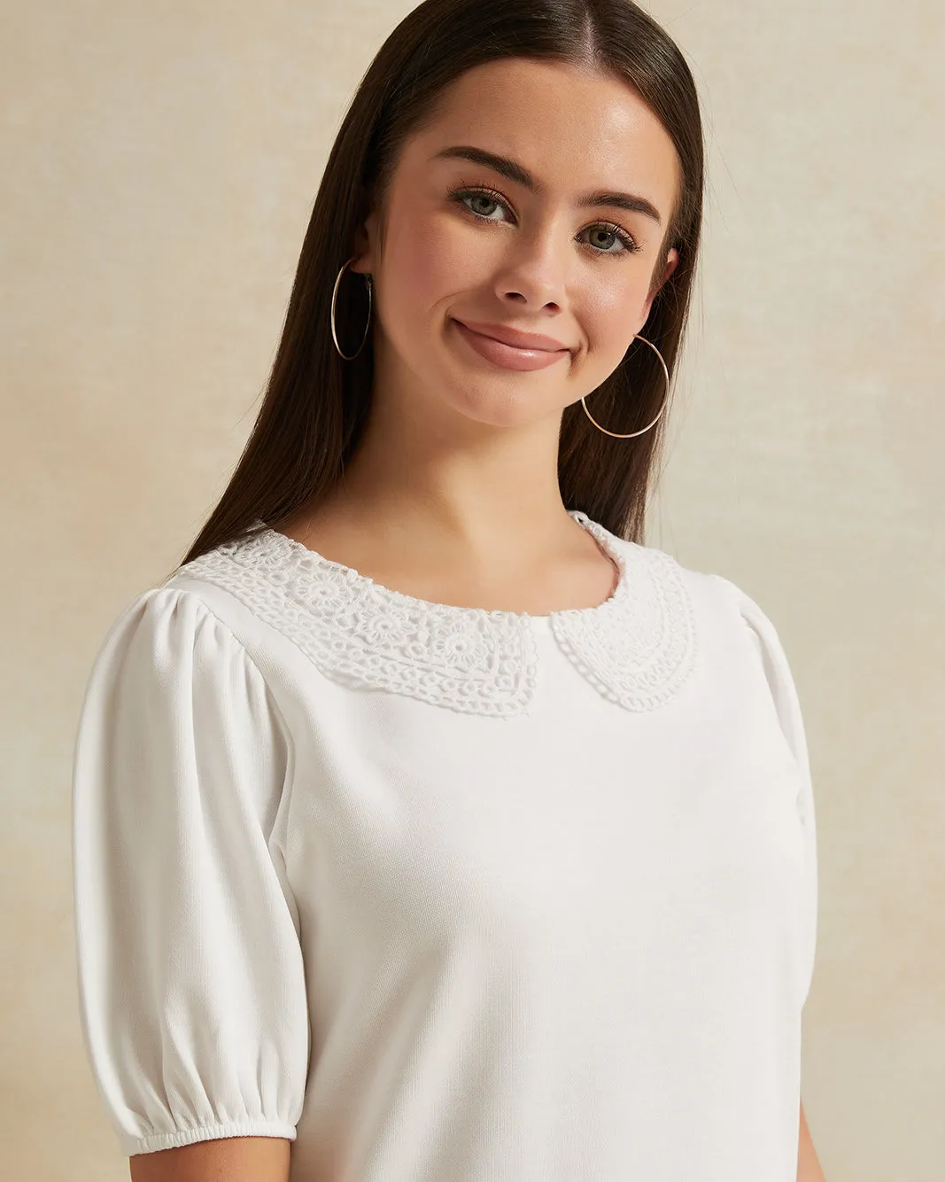Senior Girls White Embellished Top