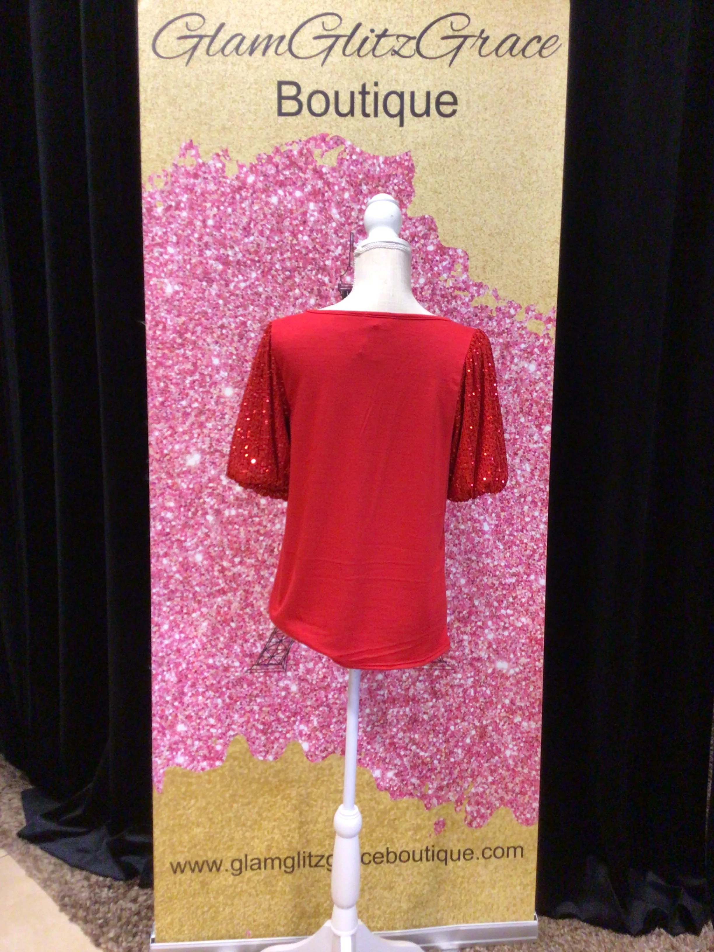 Sequin Puff Sleeves Top