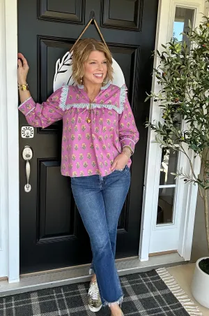 Sicily Floral Top | Berry Pink