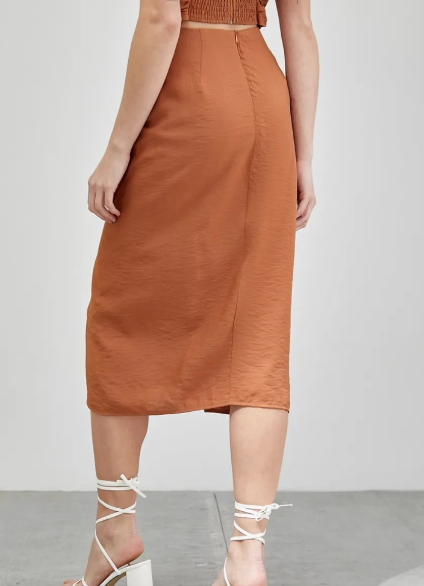 Side Slit Detail Midi Skirt